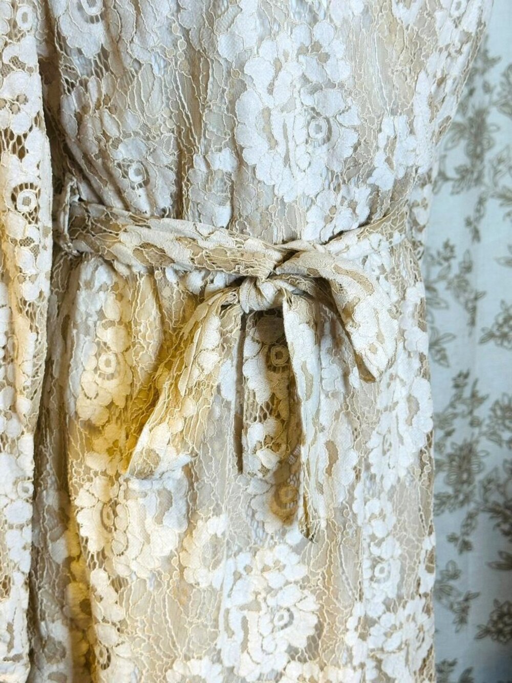 Floral Lace Mini Dress Size M Boho Cottagecore Romantic Feminine Fairy Etherial - Picture 7 of 9